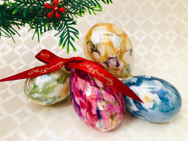Marble Egg Ornament (M) ~ Yellow - Image 2