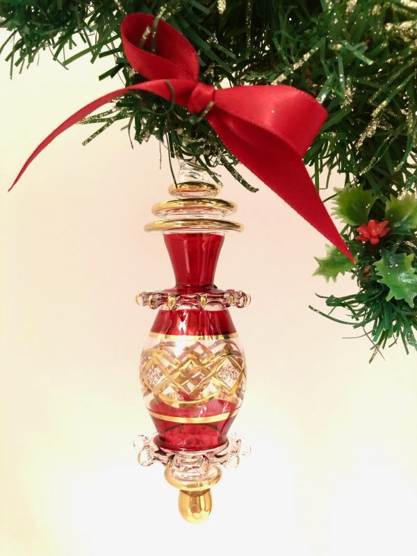 Frilly Drop Ornament (M) ~ Red
