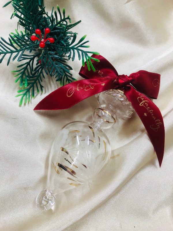 Floral Etched Drop - Clear - Large (12cm)