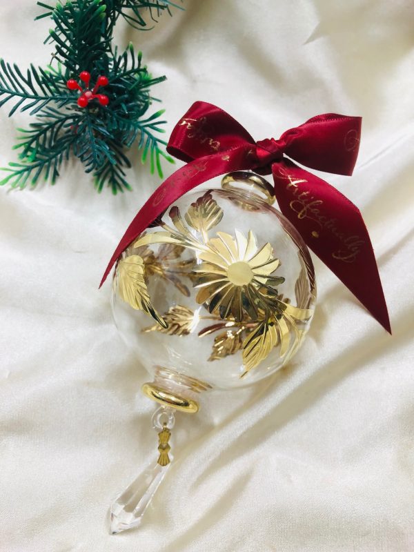 Daisy Crystal Ornament (L) ~ Gold
