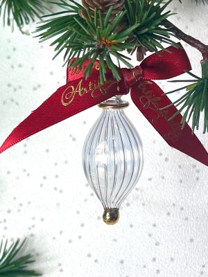 Mini Oval Swirl Ornament (XS) ~ Clear/Gold