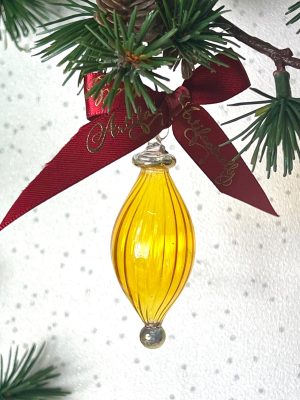 Mini Oval Swirl Ornament (XS) ~ Yellow
