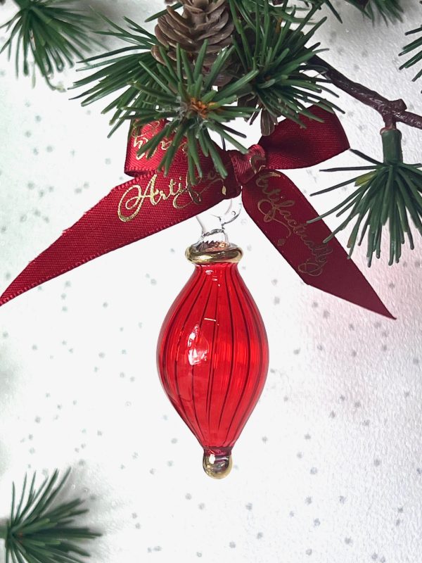 Mini Oval Swirl Ornament (XS) ~  Red