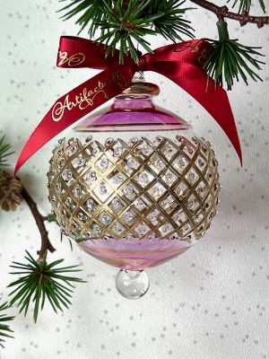 Wide Lattice Dot Ornament (L) ~ Pink