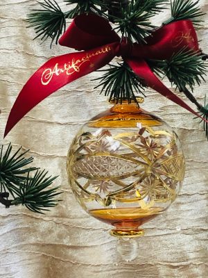 Victorian Etched Classic Ornament (L) ~ Amber