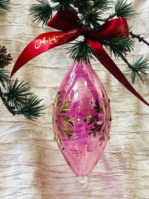 Snowflake Dot Oblong (M,L) ~ Pink with Gold Trim