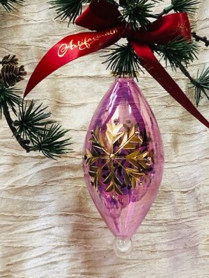 Snowflake Dot Oblong (M,L) ~ Purple with Gold Trim
