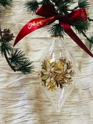 Snowflake Dot Oblong (M,L) ~ Clear with Gold Trim