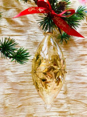 Snowflake Dot Oblong (M,L) ~  Yellow with Gold Trim