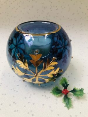 Candle Snowflake Dot - Blue/Gold