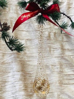 Star Dot Long Tear Drop Ornament (L) ~ Gold