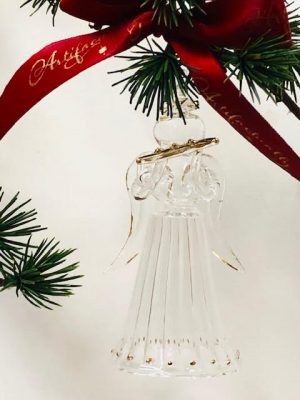 Angel Flute Ornament - Clear/Gold