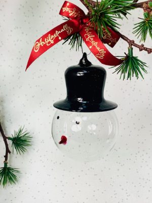 Snowman Head  Bauble ~ Black