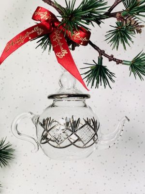 Teapot Etched  (M) ~ Clear Silver