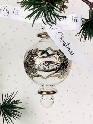 Baby's 2024 Victorian Etch Bauble (S) ~ Silver