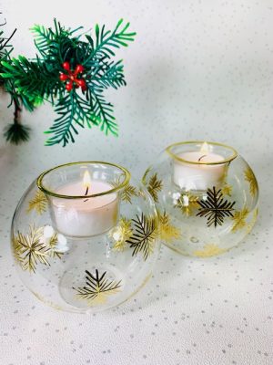 'Let it Snow' Tealights Pair (L) ~ Gold