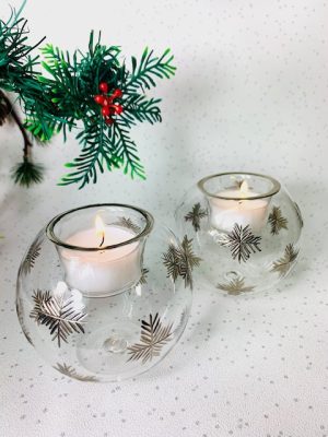 'Let it Snow' Tealights Pair (L) ~ Silver