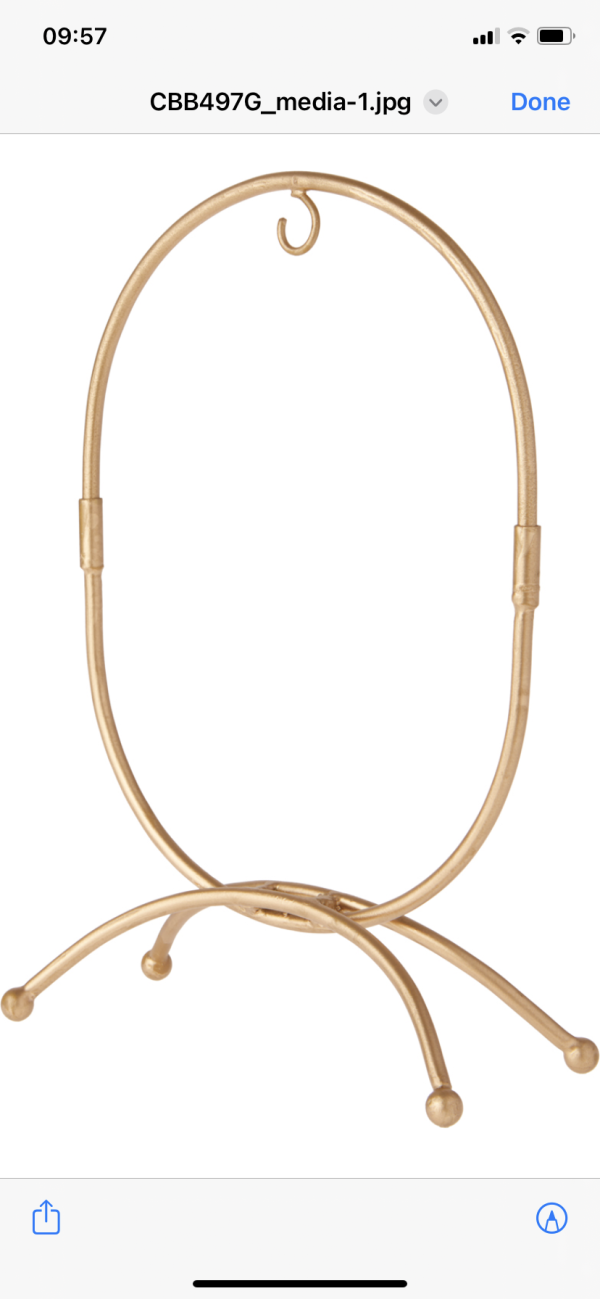 1 Arm Oval Ornament Stand (Large - 11") ~ Gold - Image 2