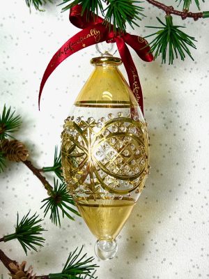 Lattice Leaf Oblong Ornament (L) ~ Yellow