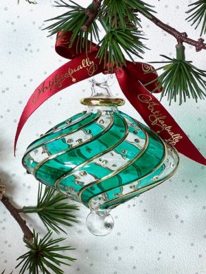 Marquise Dot Ornament (L) ~ Teal Green