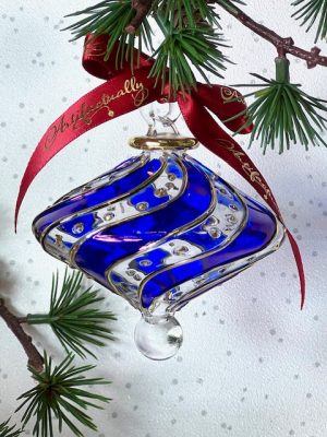Marquise Dot Ornament (L) ~ Blue