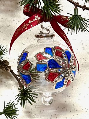 Rosette Ornament (L) ~ Red/Blue/Silver