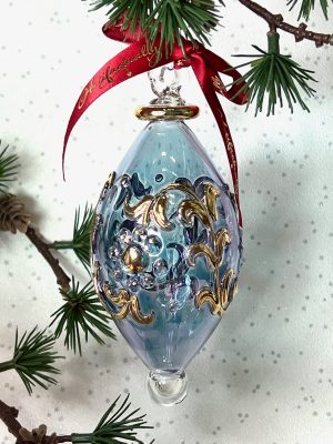 Raised Garland Oblong Ornament (L) ~ Ice Blue