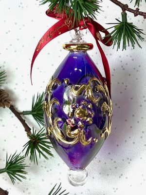 Raised Garland Oblong Ornament (L) ~ Purple