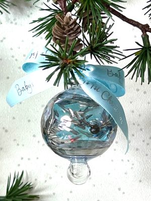 Baby’s 2024 Feather Ornament (S) ~ Blue/Silver