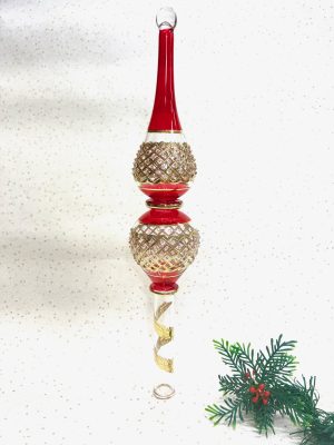 Tree Topper Wide Lattice Dot (L 35cm) ~ Red