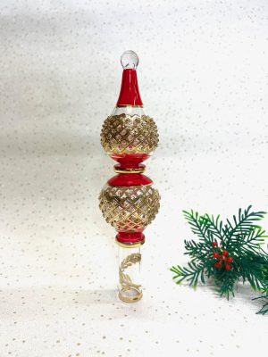 Tree Topper Wide Lattice Dot (M 20cm) ~ Red