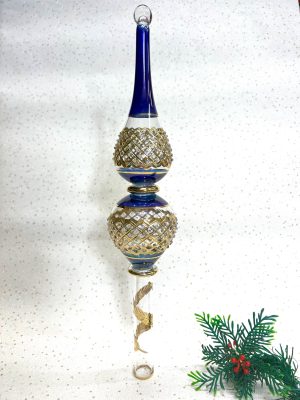 Tree Topper Wide Lattice Dot (L 35cm) ~ Blue