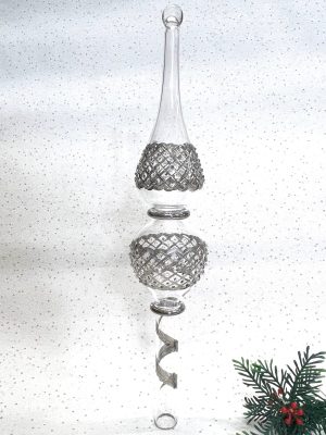 Tree Topper Wide Lattice Dot (L 35cm) ~ Silver