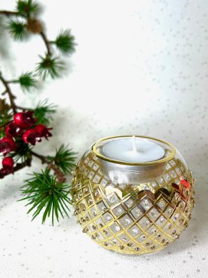 Lattice Dot Tealight (L) ~ Gold