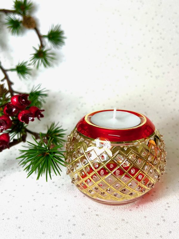 Lattice Dot Tealight (L) ~ Red