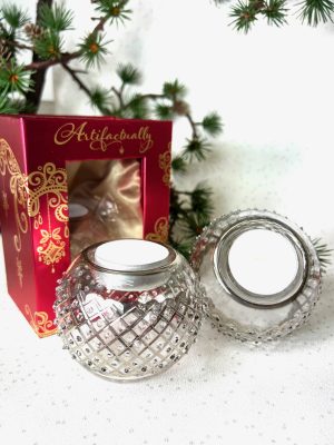 Lattice Dot Tealight (Pair) ~ Silver