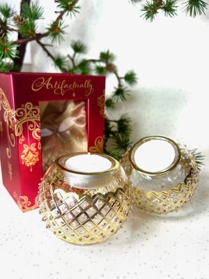 Lattice Dot Tealight (Pair) ~ Gold