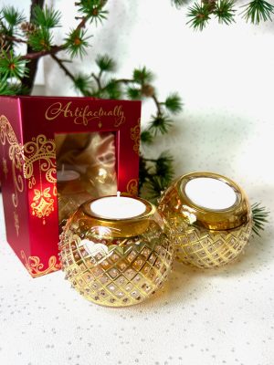 Lattice Dot Tealight (Pair) ~ Yellow