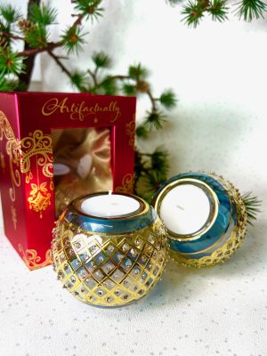 Lattice Dot Tealight (Pair) ~ Blue