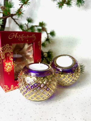 Lattice Dot Tealight (Pair) ~ Purple