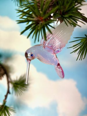 Hummingbird Crystal (M) ~  Pink/White