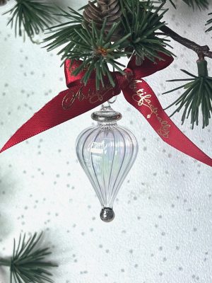 Swirl Cone Ornament (XS) ~  Clear/Silver