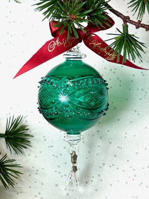 Chandelier Crystal Round Ornament (M) ~ Emerald Green