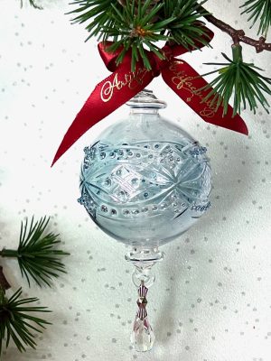 Chandelier Crystal Round Ornament (M) ~ Ice Blue