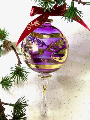 Feather Crystal Ornament (M,L) ~ Purple/Gold