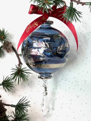 Feather Crystal Ornament (M,L) ~ Blue/Silver