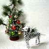 Solid Glass Dalmatian Figurine (S) ~ Black/White