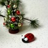 Solid Glass Lady Bug Figurine (XS) ~ Red/Black