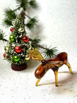 Solid Glass Moose Figurine (S) ~ Amber