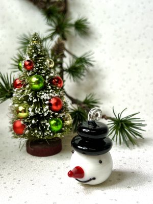 Solid Glass Snowman Head Figurine (XS) ~ White